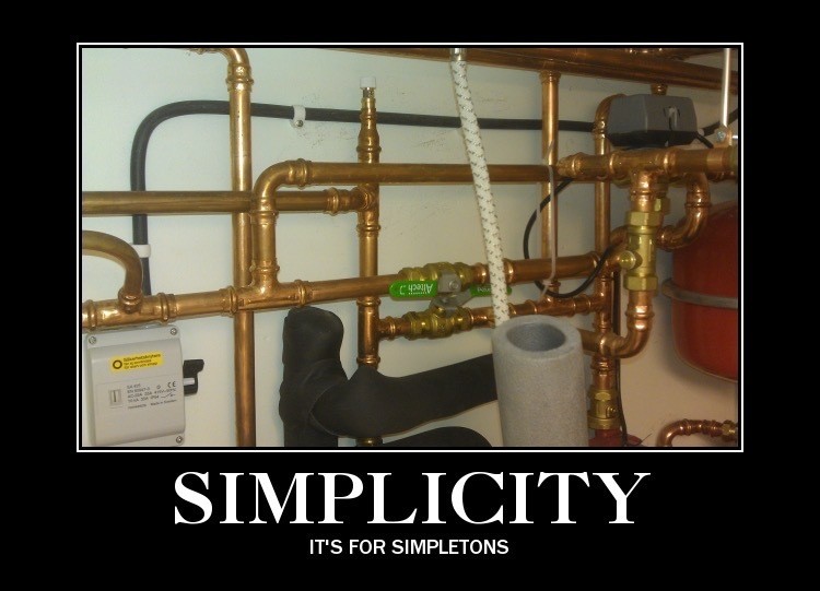 A complex pipe system from my heater.